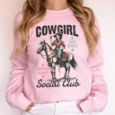 Small Light Pink Cowgirl Social Club Western Country Horse Lovers Edition Deluxe Premium Graphic Sweatshirt