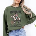 Small Military Green Cowgirl Social Club Western Country Horse Lovers Edition Deluxe Premium Graphic Sweatshirt