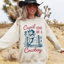 XL Sand Cupid Find Me A Cowboy Western Love Heart Valentine's Day Theme Graphic Print Premium Sweatshirt