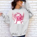 Small Ash Light Gray Cupid Peace Sunglasses Wings Valentine's Day Love Illustrated Graphic Sweatshirt