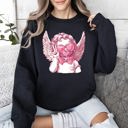 Large Black Cupid Peace Sunglasses Wings Valentine's Day Love Illustrated Graphic Sweatshirt