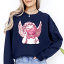 XXL Navy Cupid Peace Sunglasses Wings Valentine's Day Love Illustrated Graphic Sweatshirt