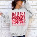 Large Ash Light Gray Dog Mama Ribbon Valentines Day Love Hearts Cozy Fleece Knit Warm Casual Everyday Wear Sweatshirt