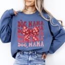 Large Indigo Blue Dog Mama Ribbon Valentines Day Love Hearts Cozy Fleece Knit Warm Casual Everyday Wear Sweatshirt