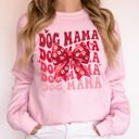 Small Light Pink Dog Mama Ribbon Valentines Day Love Hearts Cozy Fleece Knit Warm Casual Everyday Wear Sweatshirt