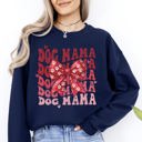XL Navy Dog Mama Ribbon Valentines Day Love Hearts Cozy Fleece Knit Warm Casual Everyday Wear Sweatshirt