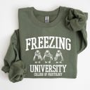  Freezing University Whimsical Penguins Winter Cozy Snowy Landscape For Cold Day Sweatshirt
