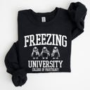 XXL Black Freezing University Whimsical Penguins Winter Cozy Snowy Landscape For Cold Day Sweatshirt