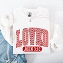 XXXL White Loved John 3:16 Checkered Cozy Valentine Love Christian Faith Scripture Sweatshirt