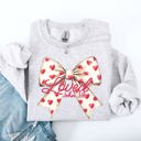 XXXL Ash Light Gray Loved John 3:16 Valentine's Day Hearts Ribbon Bow Christian Faith Bible Verse Inspired Sweatshirt