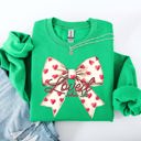 Small Irish Bright Green Loved John 3:16 Valentine's Day Hearts Ribbon Bow Christian Faith Bible Verse Inspired Sweatshirt