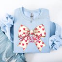 XXL Light Blue Loved John 3:16 Valentine's Day Hearts Ribbon Bow Christian Faith Bible Verse Inspired Sweatshirt
