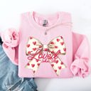 XXXL Light Pink Loved John 3:16 Valentine's Day Hearts Ribbon Bow Christian Faith Bible Verse Inspired Sweatshirt