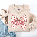 Large Sand Loved John 3:16 Valentine's Day Hearts Ribbon Bow Christian Faith Bible Verse Inspired Sweatshirt