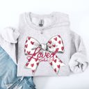 Large Ash Light Gray Loved John 3:16 Faith And Love Hearts Valentine's Day Edition Premium Soft Cozy Sweatshirt