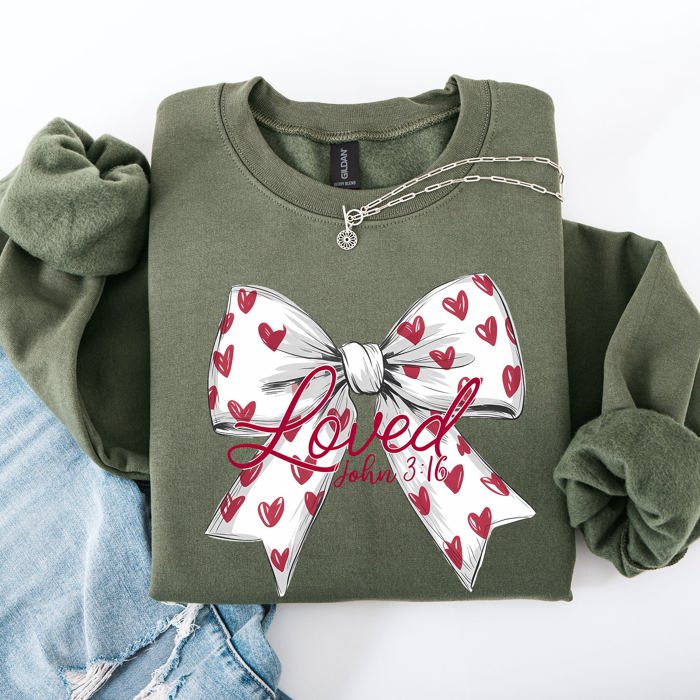 Loved John 3:16 Faith And Love Hearts Valentine's Day Edition Premium Soft Cozy Sweatshirt