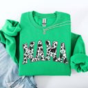 Large Irish Bright Green Mama Cow Print Western Vintage Country Farm Cowboy Cowgirl Rustic Cozy Graphic Sweatshirt