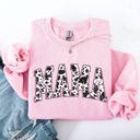 Large Light Pink Mama Cow Print Western Vintage Country Farm Cowboy Cowgirl Rustic Cozy Graphic Sweatshirt