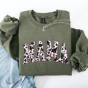 XXXL Military Green Mama Cow Print Western Vintage Country Farm Cowboy Cowgirl Rustic Cozy Graphic Sweatshirt