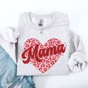 XL Ash Light Gray Mama Leopard Print Hearts Valentine's Day Love Pattern For Moms Cozy Fleece Sweatshirt