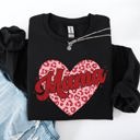 XXXL Black Mama Leopard Print Hearts Valentine's Day Love Pattern For Moms Cozy Fleece Sweatshirt