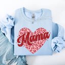 Small Light Blue Mama Leopard Print Hearts Valentine's Day Love Pattern For Moms Cozy Fleece Sweatshirt