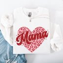 XXXL White Mama Leopard Print Hearts Valentine's Day Love Pattern For Moms Cozy Fleece Sweatshirt
