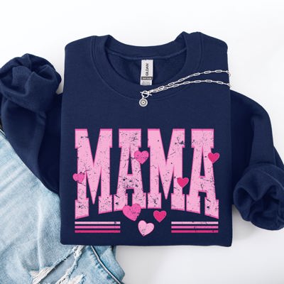 Mama Love Valentine's Day Hearts Stripes Cozy Family Love Message Warmth And Togetherness Theme Sweatshirt