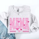 XXXL Ash Light Gray Mama Love Valentine's Day Hearts Stripes Cozy Family Love Message Warmth And Togetherness Theme Sweatshirt