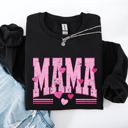Medium Black Mama Love Valentine's Day Hearts Stripes Cozy Family Love Message Warmth And Togetherness Theme Sweatshirt