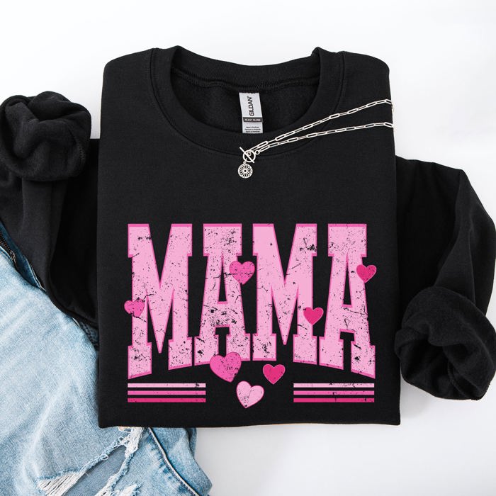 Mama Love Valentine's Day Hearts Stripes Cozy Family Love Message Warmth And Togetherness Theme Sweatshirt