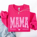 XXL Heliconia Bright Pink Mama Love Valentine's Day Hearts Stripes Cozy Family Love Message Warmth And Togetherness Theme Sweatshirt