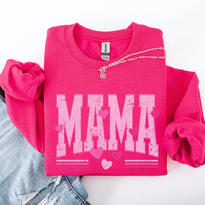 Mama Love Valentine's Day Hearts Stripes Cozy Family Love Message Warmth And Togetherness Theme Sweatshirt
