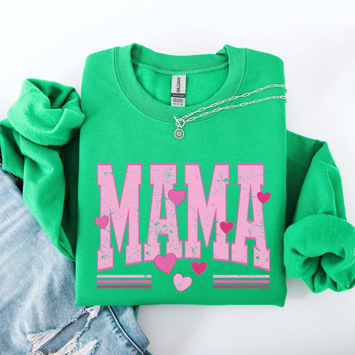 Mama Love Valentine's Day Hearts Stripes Cozy Family Love Message Warmth And Togetherness Theme Sweatshirt