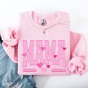 XXXL Light Pink Mama Love Valentine's Day Hearts Stripes Cozy Family Love Message Warmth And Togetherness Theme Sweatshirt