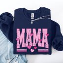 Small Navy Mama Love Valentine's Day Hearts Stripes Cozy Family Love Message Warmth And Togetherness Theme Sweatshirt