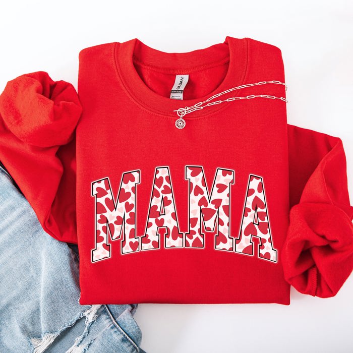Mama Valentine's Day Hearts And Love Celebration For Moms Cozy Comfy Everyday Sweatshirt