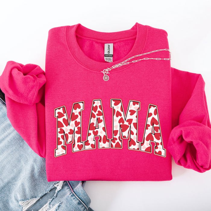 Mama Valentine's Day Hearts And Love Celebration For Moms Cozy Comfy Everyday Sweatshirt