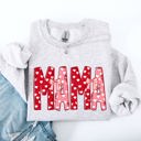 XXXL Ash Light Gray Mama Valentine's Day Ribbons Hearts Love Cozy Elegant Classic Fit Statement Sweatshirt