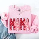 XL Light Pink Mama Valentine's Day Ribbons Hearts Love Cozy Elegant Classic Fit Statement Sweatshirt