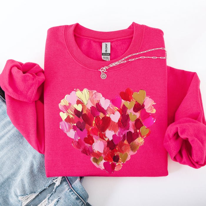Painted Heart Valentine's Day Colorful Love Graphic Artwork Design Collection Sweatshirt