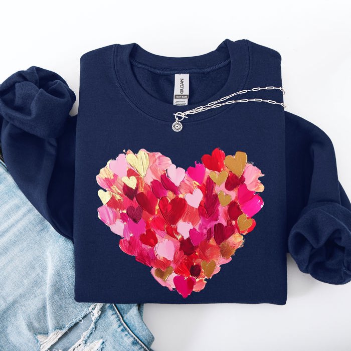 Painted Heart Valentine's Day Colorful Love Graphic Artwork Design Collection Sweatshirt