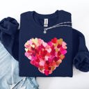XL Navy Painted Heart Valentine's Day Colorful Love Graphic Artwork Design Collection Sweatshirt