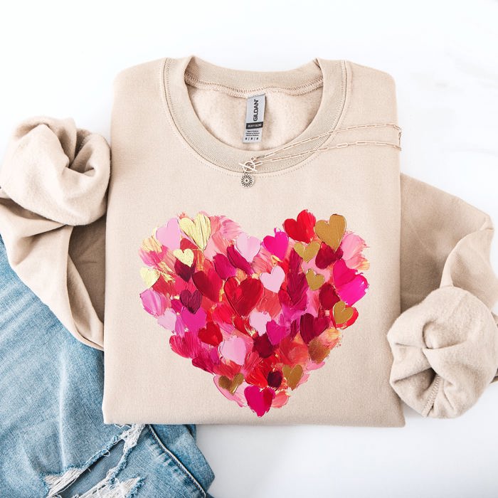 Painted Heart Valentine's Day Colorful Love Graphic Artwork Design Collection Sweatshirt
