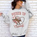  Pucker Up Cowboy Valentine's Western Rodeo Heart Love Buckaroo Romance Graphic Sweatshirt