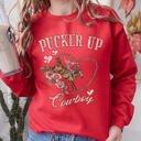 Large Red Pucker Up Cowboy Valentine's Western Rodeo Heart Love Buckaroo Romance Graphic Sweatshirt
