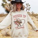 XL Sand Pucker Up Cowboy Valentine's Western Rodeo Heart Love Buckaroo Romance Graphic Sweatshirt