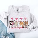 XL Ash Light Gray Valentine's Calves And Cows Farm Life Hearts Love For Animals Farmhouse Design Sweatshirt