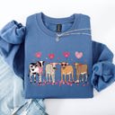 XL Indigo Blue Valentine's Calves And Cows Farm Life Hearts Love For Animals Farmhouse Design Sweatshirt