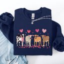 XXL Navy Valentine's Calves And Cows Farm Life Hearts Love For Animals Farmhouse Design Sweatshirt